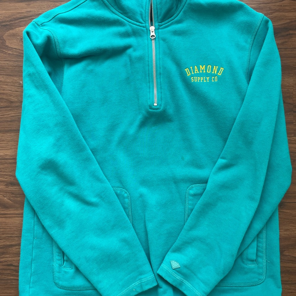 Diamond Supply Co. Teal Half-Zip Sweater